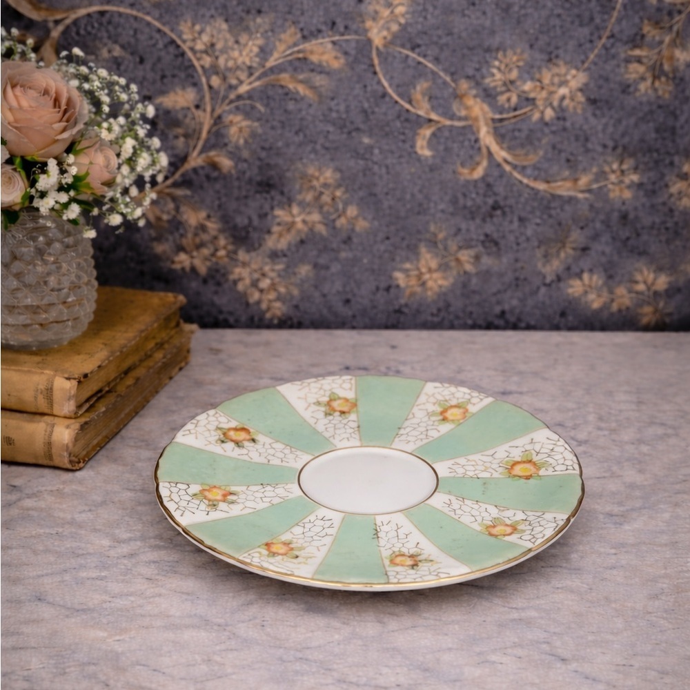Vintage Paulux Saucer Mint Green Gold Occupied Japan